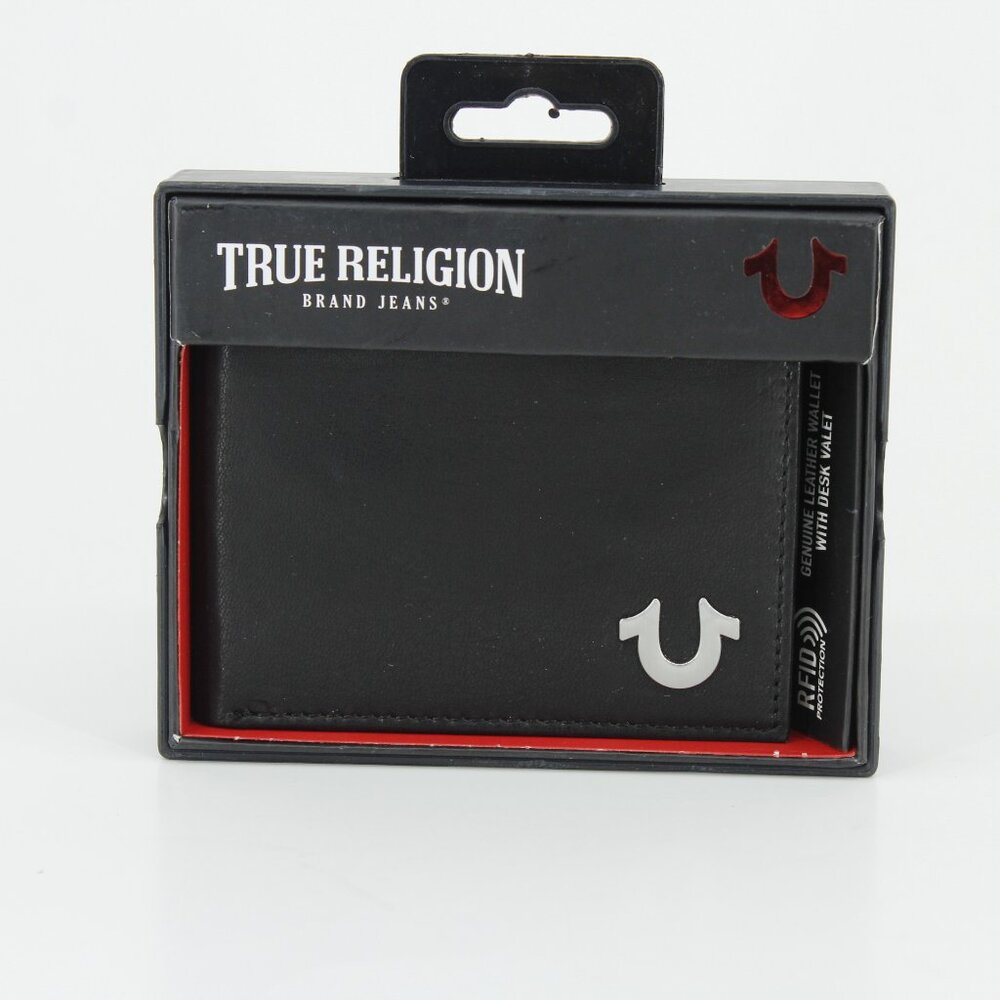True Religion Leather Wallet with RFID Protection‎ – New in Box